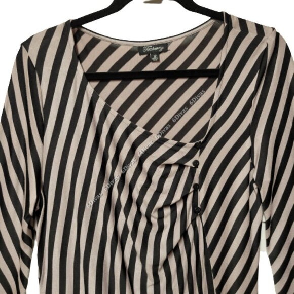 Cotton Long Sleeve Black And White Stripe Tunic Top - Picture 4 of 10